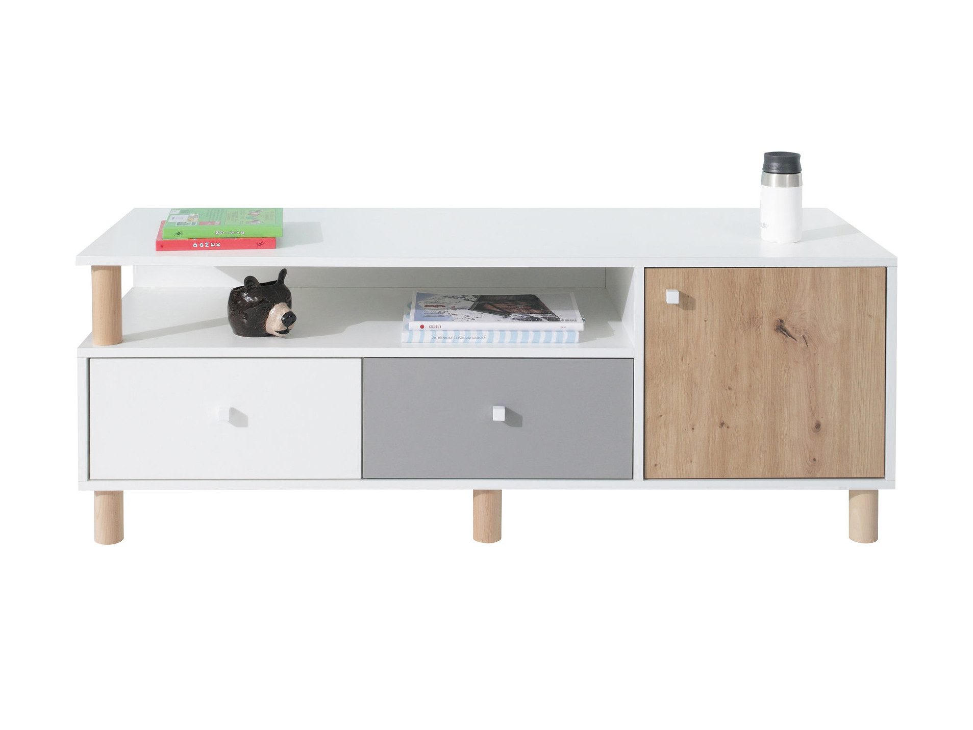 Beautysofa TV-Schrank FIGO mit 1 Tür und 2 Schubladen (Modernes Jugendzimmer TV-Regal) Breite: 140 cm