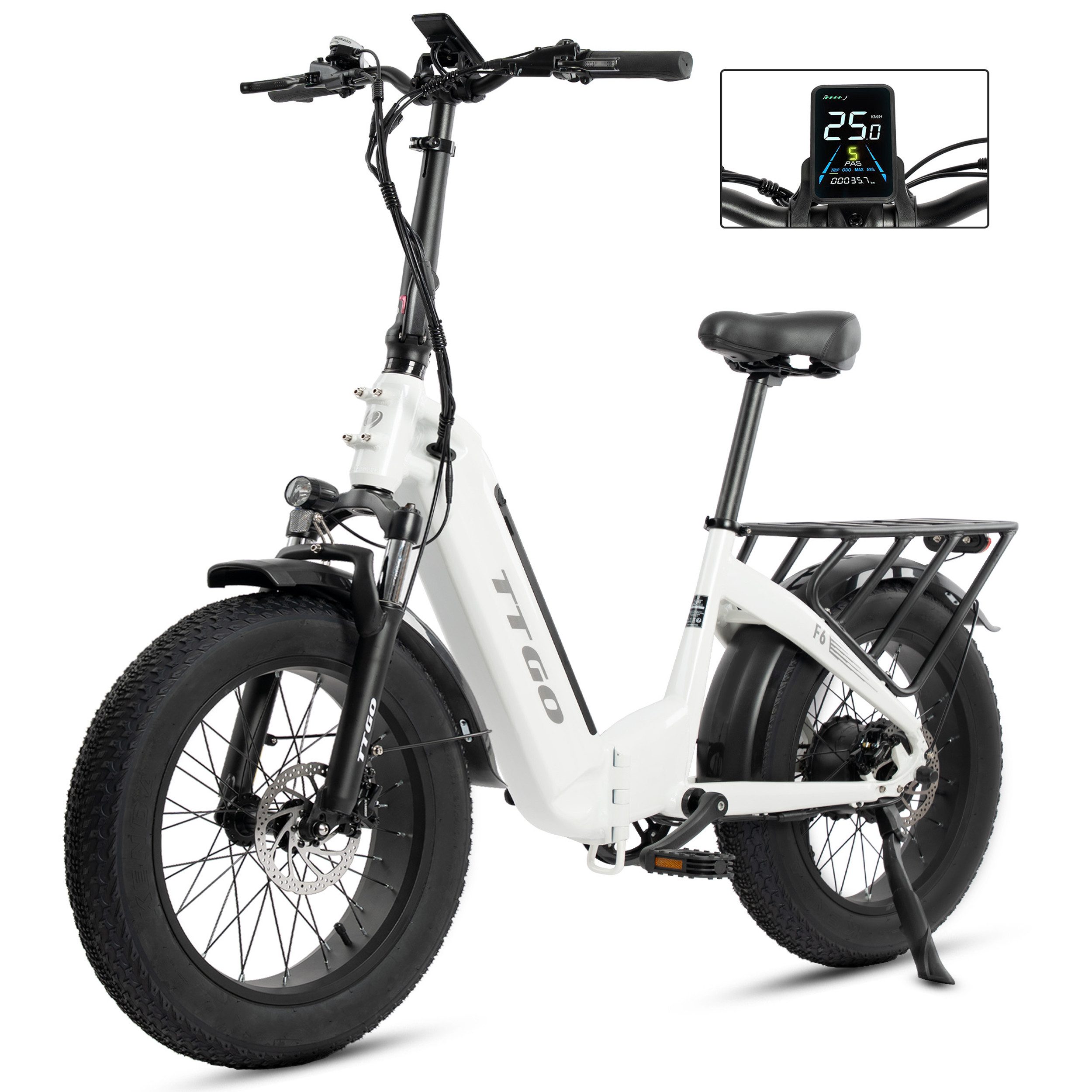 E-Bike Klapprad F6 E-MTB, 20x4 Zoll Fatbike für Schnee, klapprad 36V 25Ah Akku