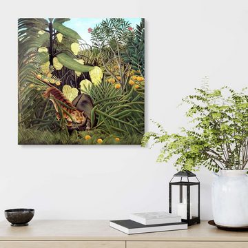 Posterlounge Acrylglasbild Henri Rousseau, Kampf zwischen Tiger und Büffel, Wohnzimmer Malerei