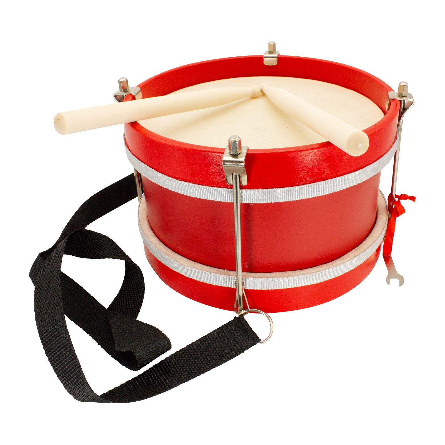 Spielzeug-Musikinstrument Marschtrommel Kindertrommel aus Holz mit Tragegurt D 22cm, 3848