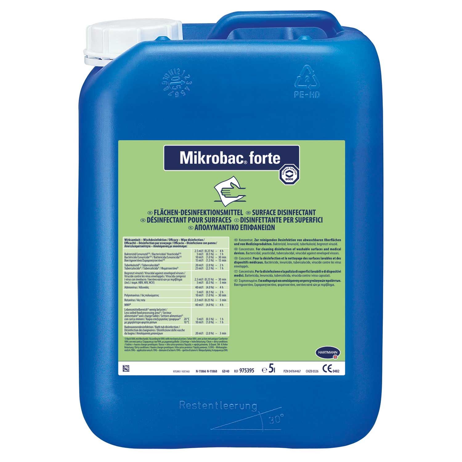 HARTMANN Mikrobac forte Flächendesinfektion Konzentrat 5 Liter Oberflächen-Desinfektionsmittel