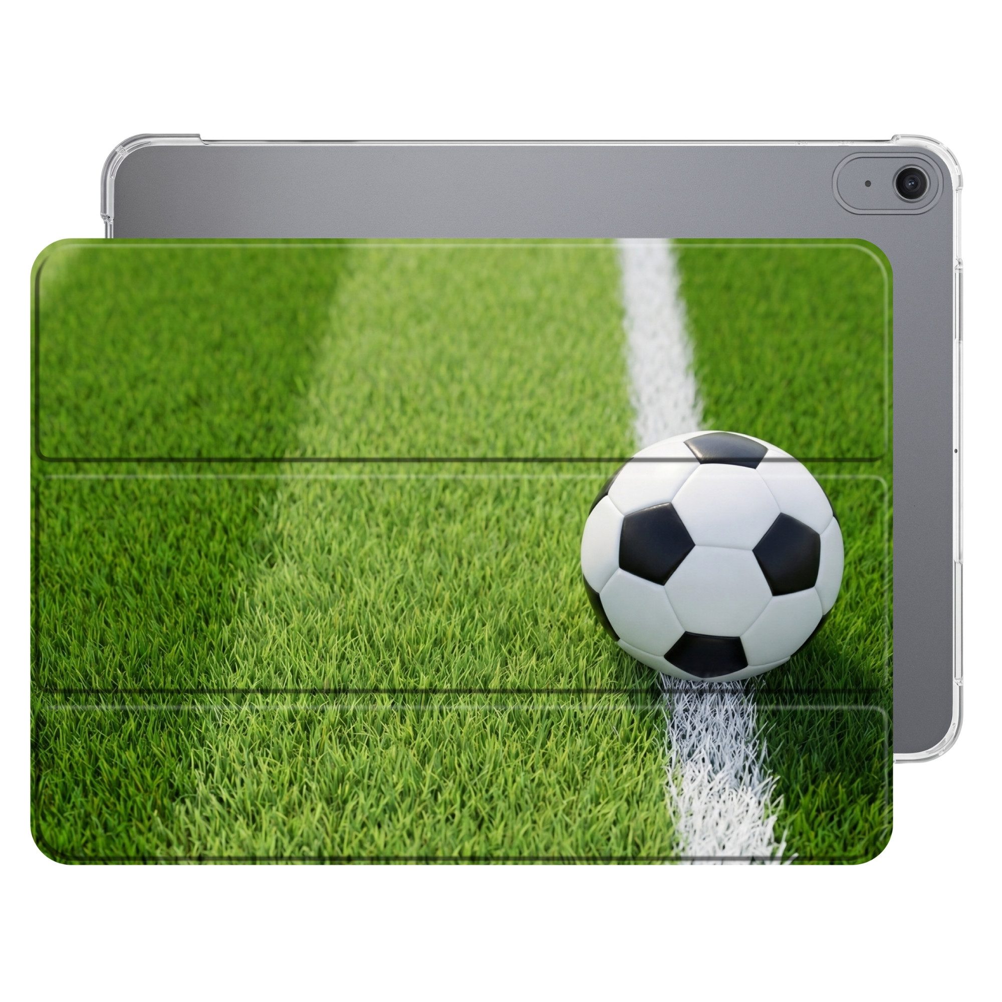 OnlyWow Tablet-Hülle Apple iPad Air 2025 13 inch Fußball - Rasenplatz - Sport - Grün, Smart Cover, Klapphülle, Stoßfest, Bunt