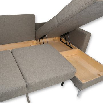 VitaliSpa® Ecksofa Schlafsofa Couch Eckcouch YORK Schlaffunktion braun, mit Schlaffunktion