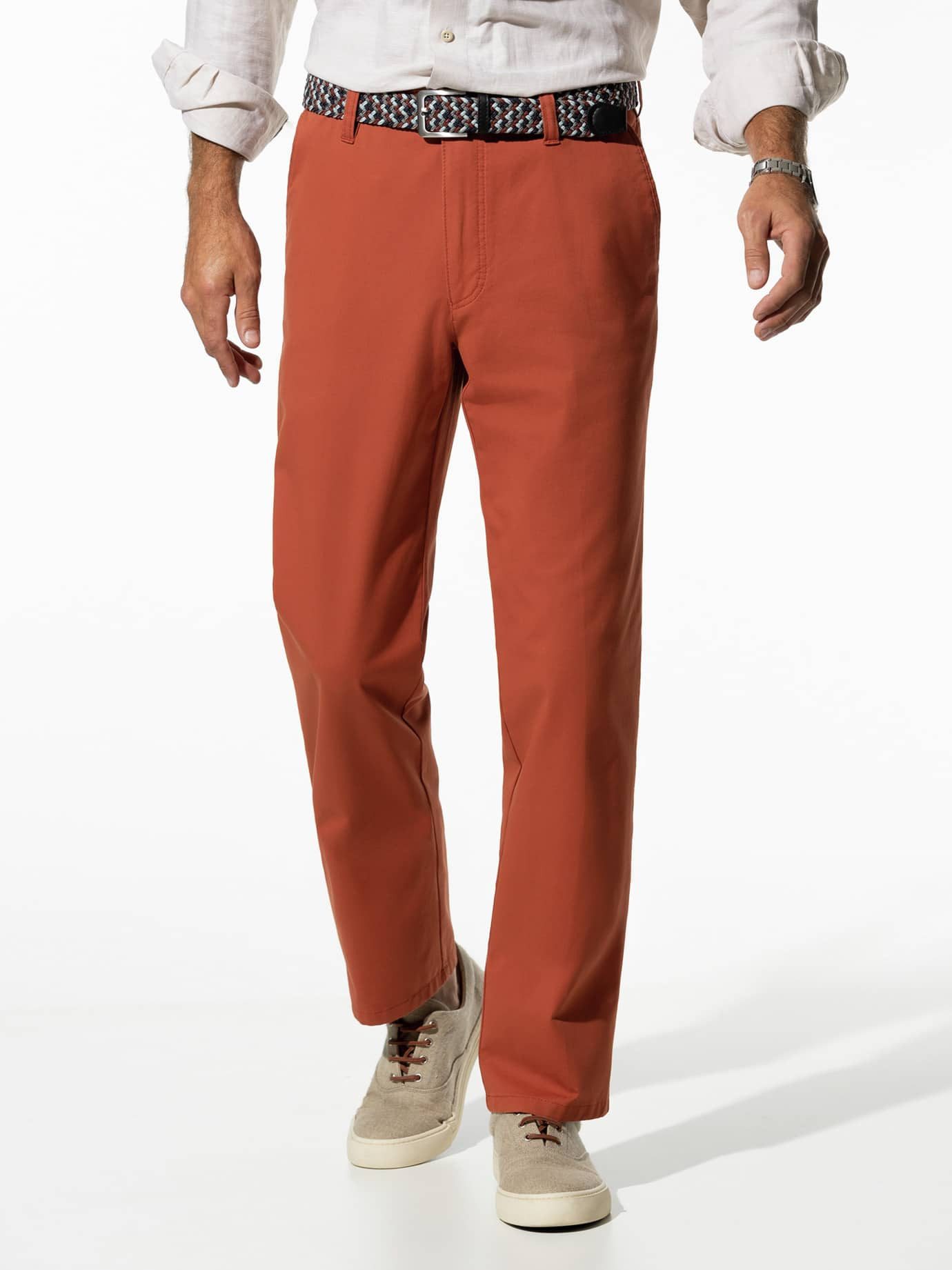 Walbusch Chinohose Herren Extraglatt-Stretchbund-Chino Regular Fit bügelfrei, bügelfrei