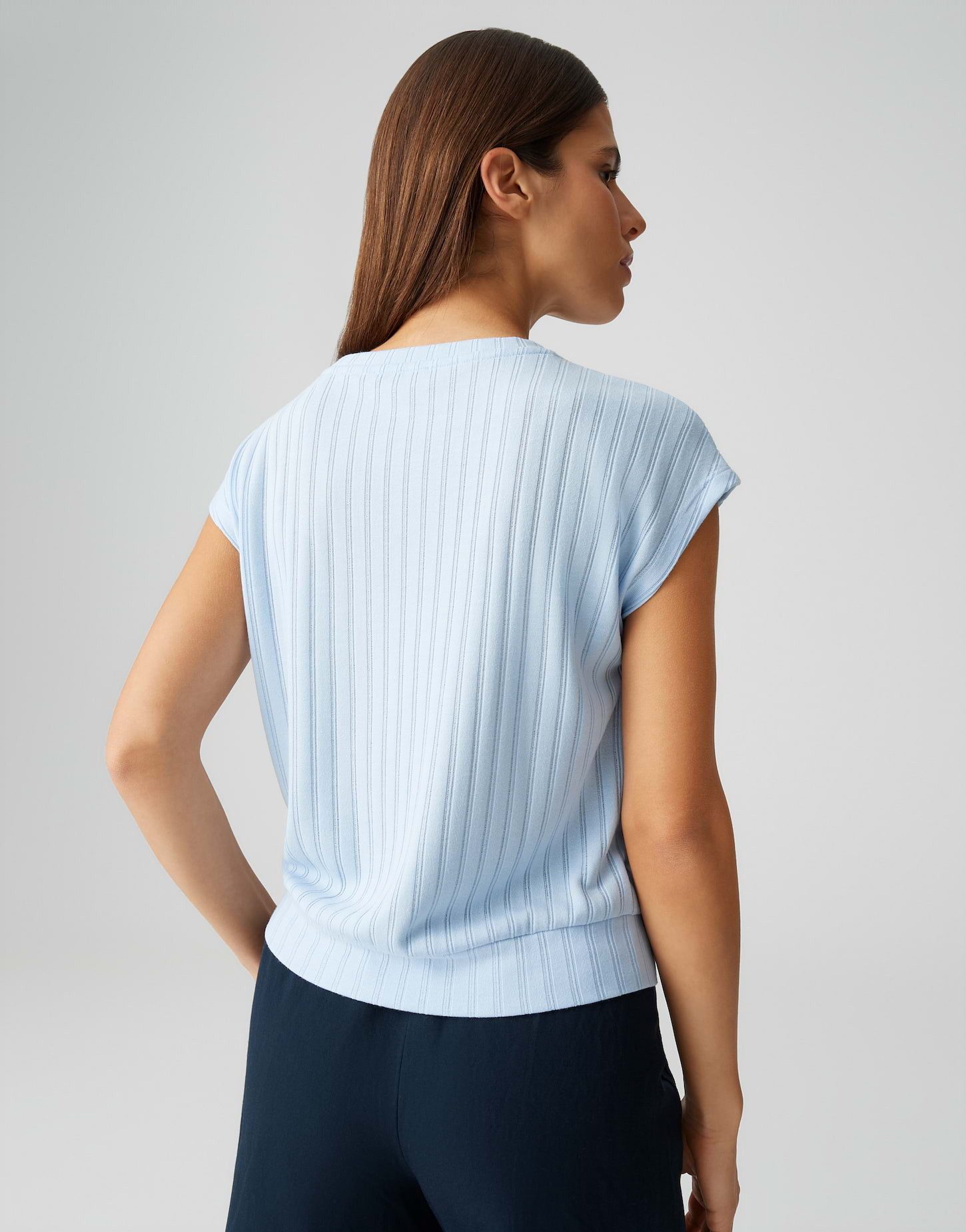 OPUS Kurzarmshirt Sapino aus Jersey mit Rippstruktur leichte Transparenz, weicher Griff, Casual