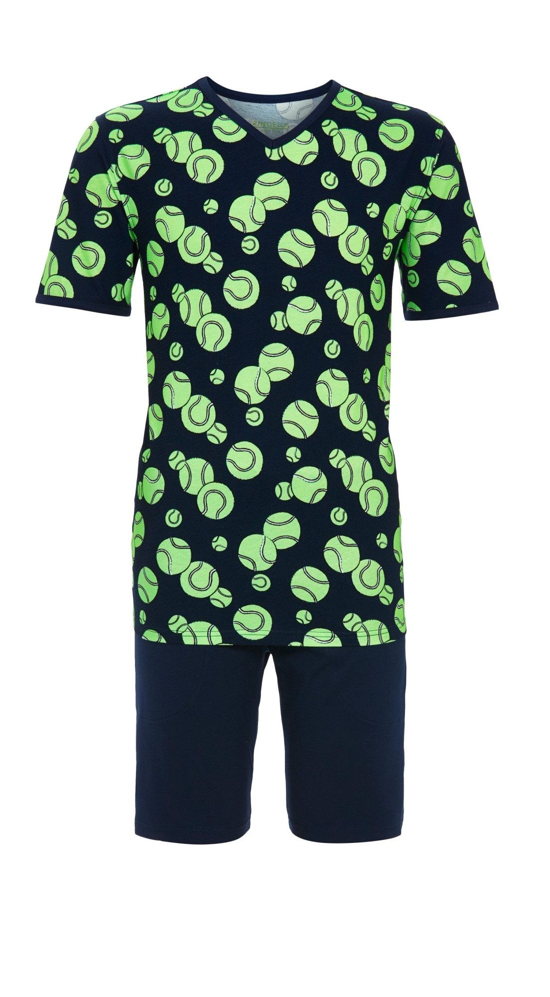 Ringella Shorty mit Tennisball-Dessin und blauer Bermuda mit Seitentaschen (2 tlg)