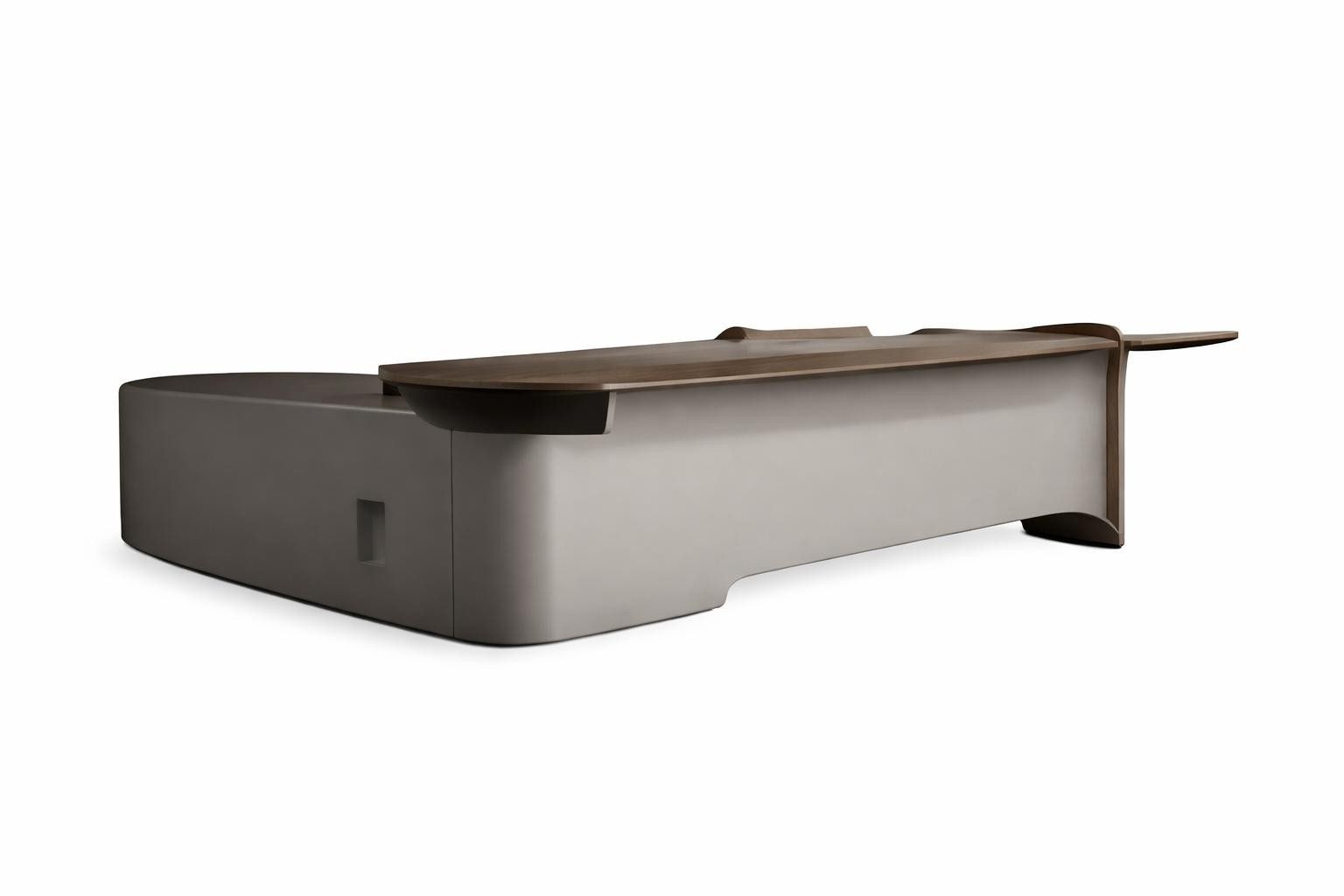 Xlmoebel Eckschreibtisch L-förmiger Schreibtisch aus Holz mit taupefarbener Oberfläche, Made in Europa