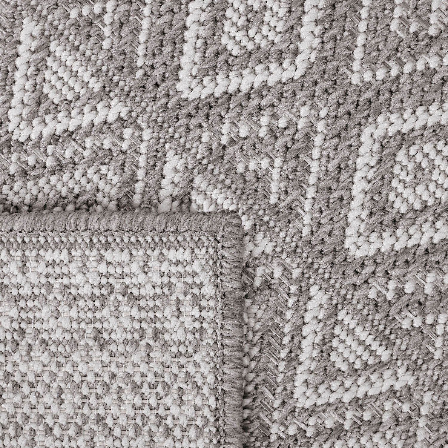 Teppich Vermont Flachgewebe, Home, grau Outdoor Paco gesteift, Design 190, 4 mm, mit modernes rechteckig, Rauten, Höhe: geeignet
