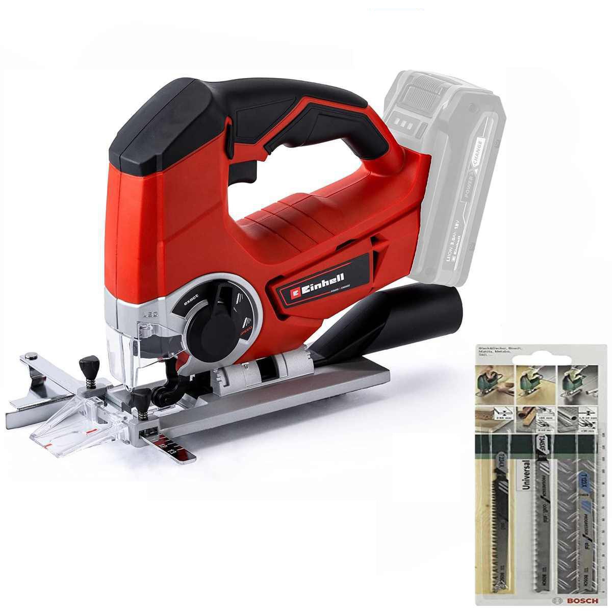 Einhell Akku-Stichsäge Akku-Stichsäge TE-JS 18/80 Li-Solo 18 V + 3 x Stichsägeblätter