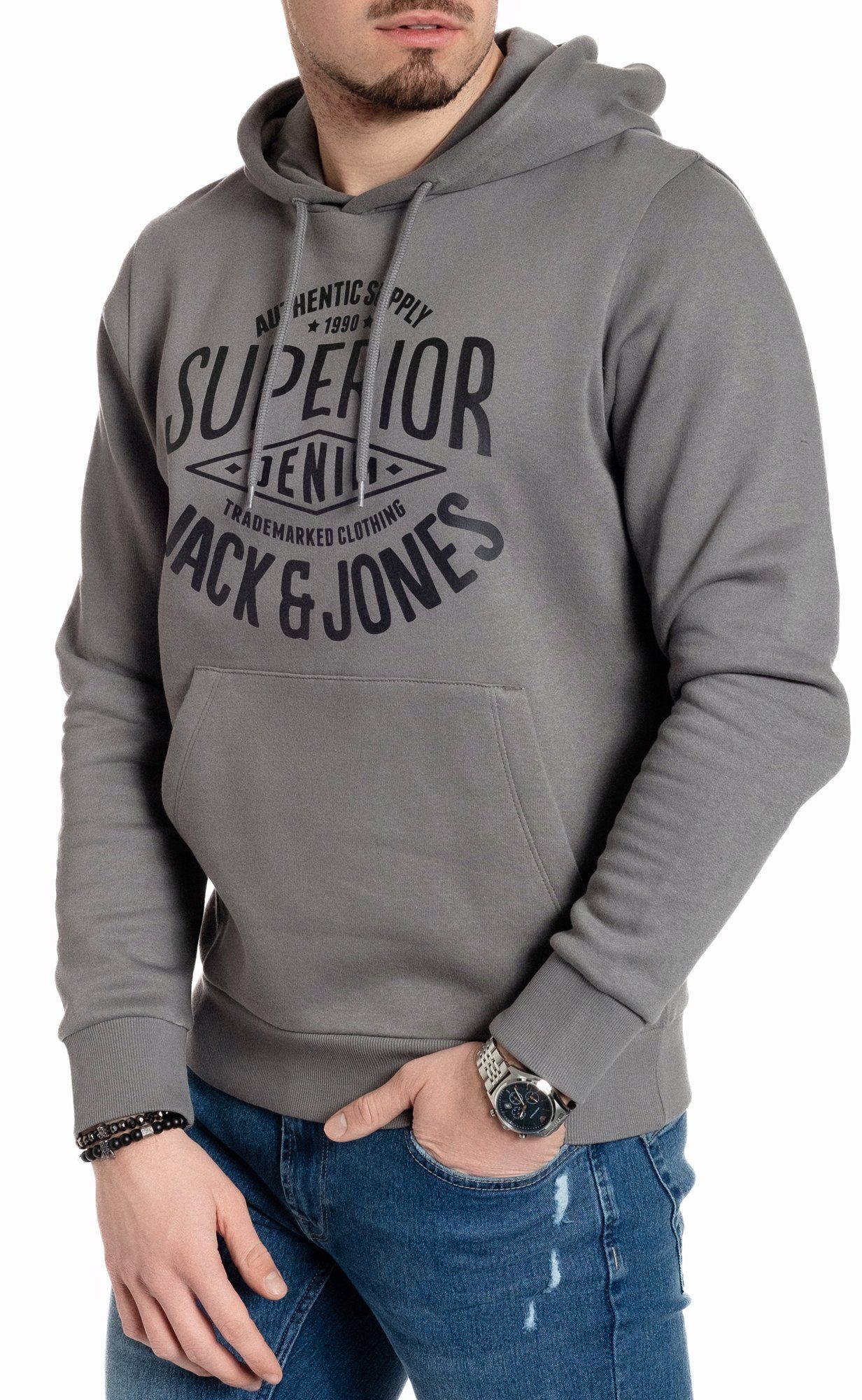 mit Logodruck, Kängurutasche, Sedona-Black-SUP Jones unifarben, & Kapuze Kapuzensweatshirt mit mit Jack