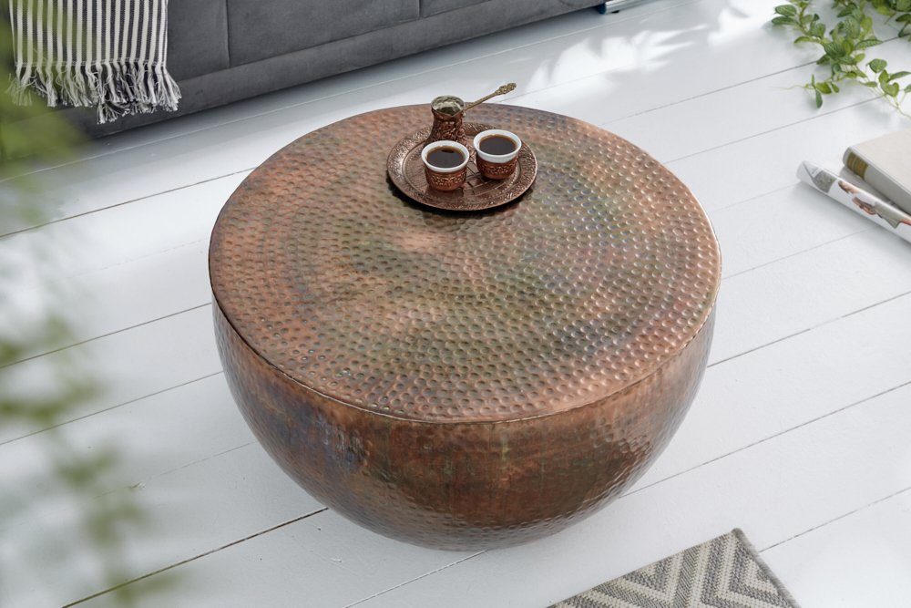 riess-ambiente Couchtisch ORIENT II Ø60cm kupfer geflammt (1-St), Wohnzimmer · Metall · rund · Hammerschlag Design · Handarbeit