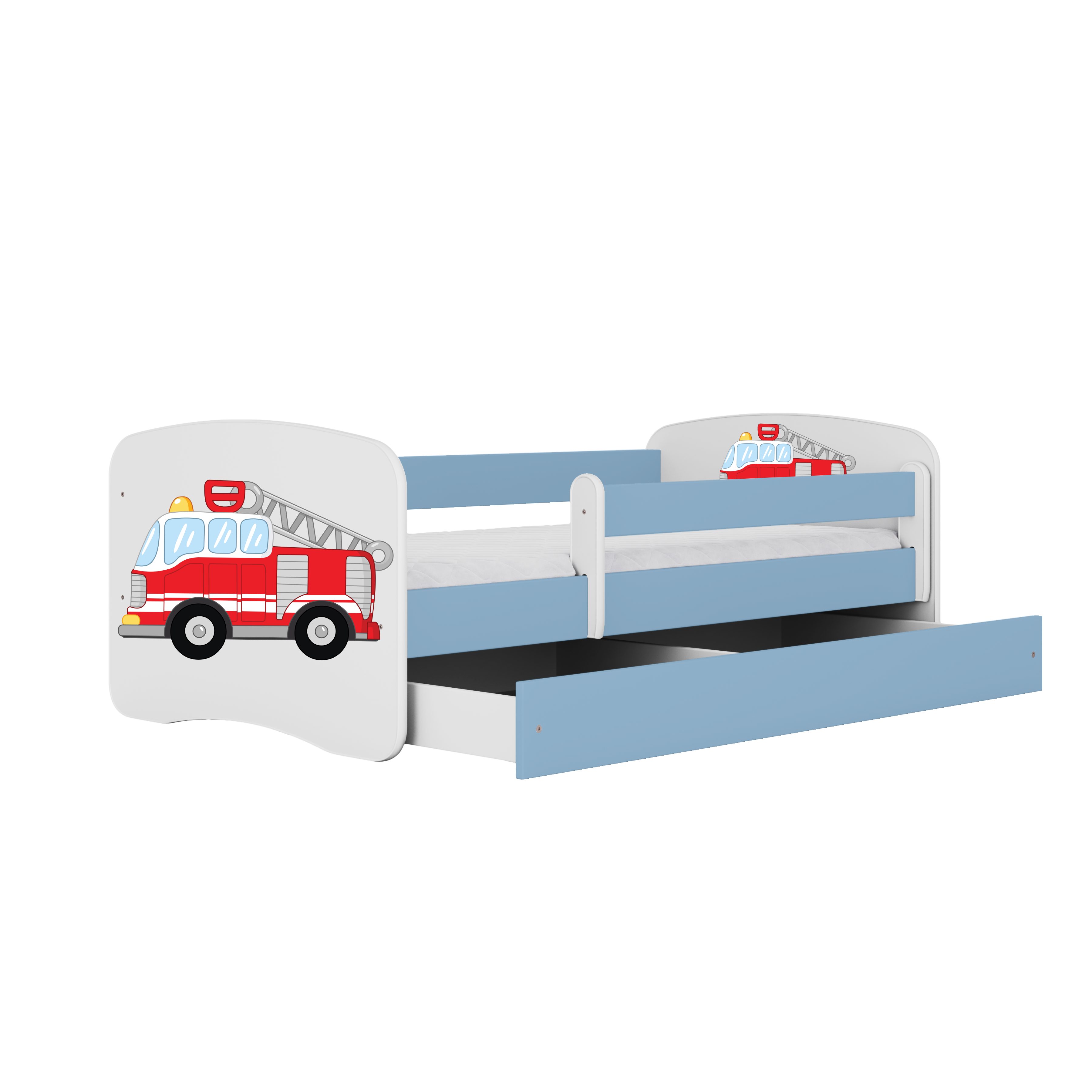 Raumhirsch Furniture Kinderbett 70x140, 80x160, 80x180 cm - Komplettset mit Matratze & Schublade (Bett für Mädchen, Einzelbett für Kinder von 2-12 Jahren, Rausfallschutz und Lattenrost), verschiedene Farben & Designs