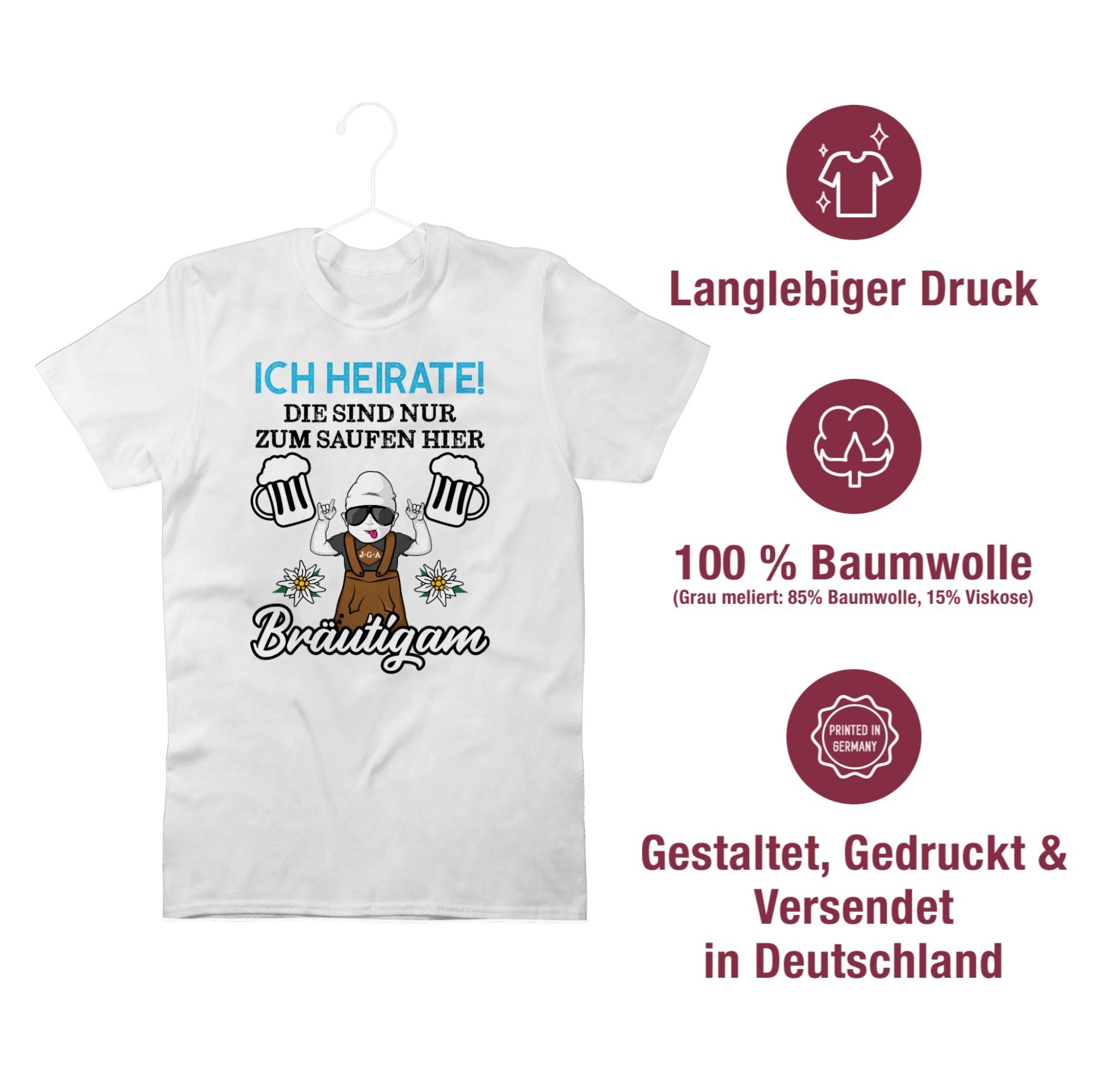 heirate saufen die zum Weiß - 01 nur sind Ich Schwarz/Blau Shirtracer Bräutigam - JGA Männer T-Shirt hier