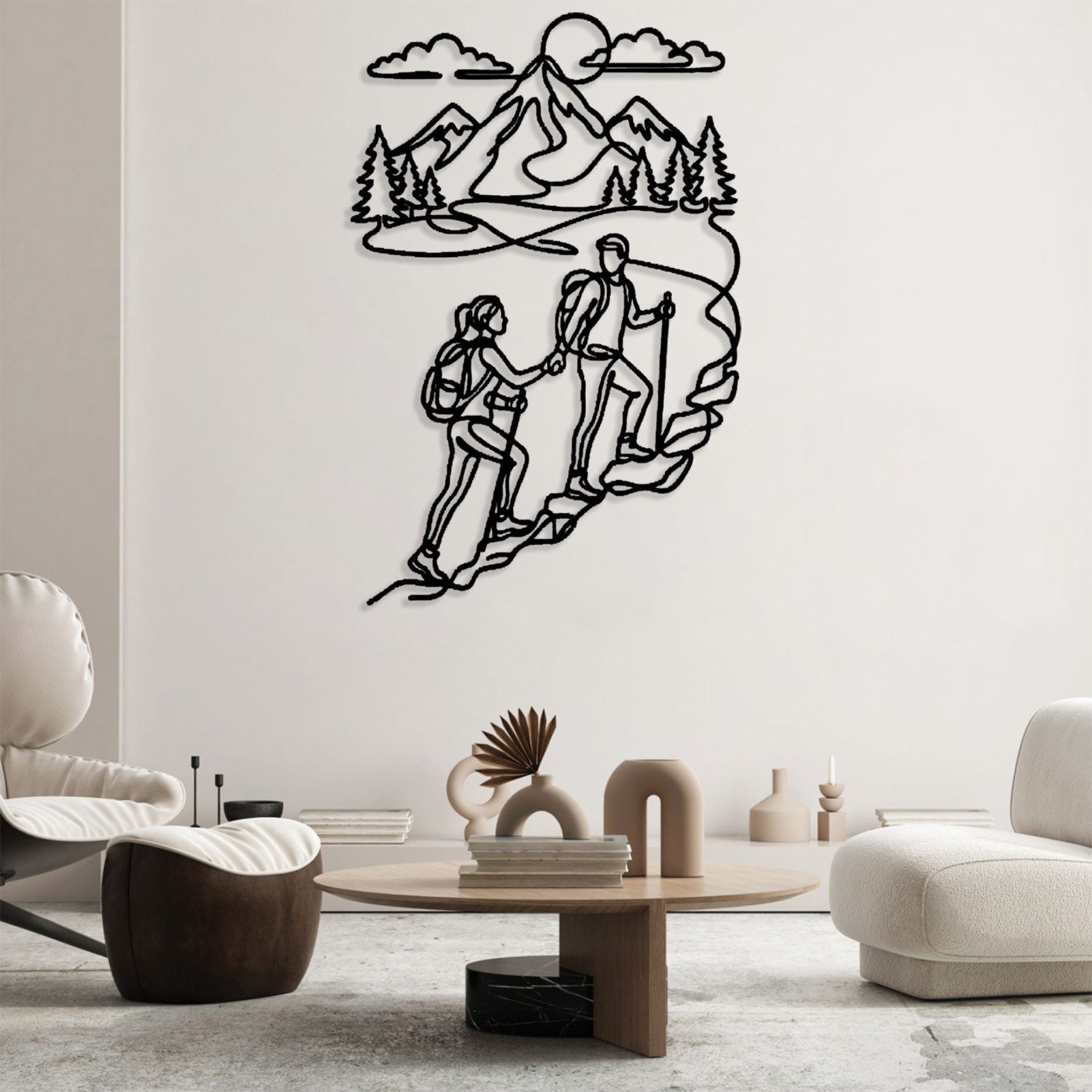 Jumpeak Wanddekoobjekt Wanddekoration Bergsteiger Paar, Berg Landschaft Motiv, Hand in Hand, Metall, 4 Farben, 3 Maße, Outdoor-Abenteuer, Geschenk für Paare