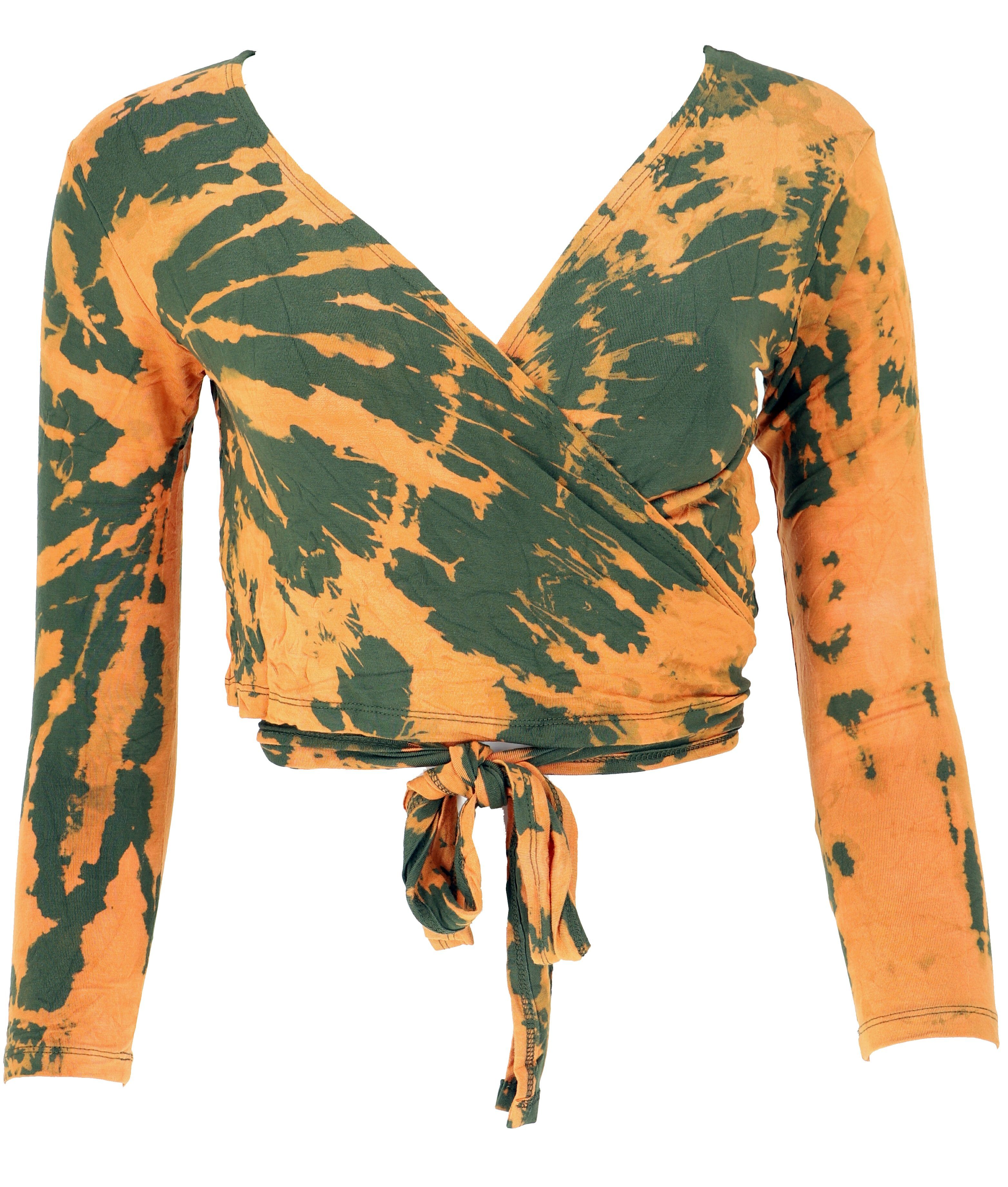 Guru-Shop Longsleeve Batik Wickeltop, Yogatop, Langarmshirt günstig online kaufen