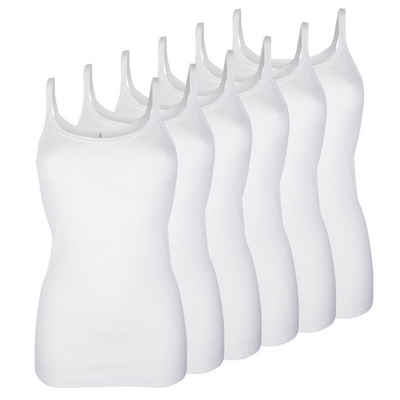 Pompadour Unterhemd Basic (Mehrpack, 6-St., 6 Stück) schmale Träger, flache, Abschlüsse, ohne Seitennähte, im 6er Pack