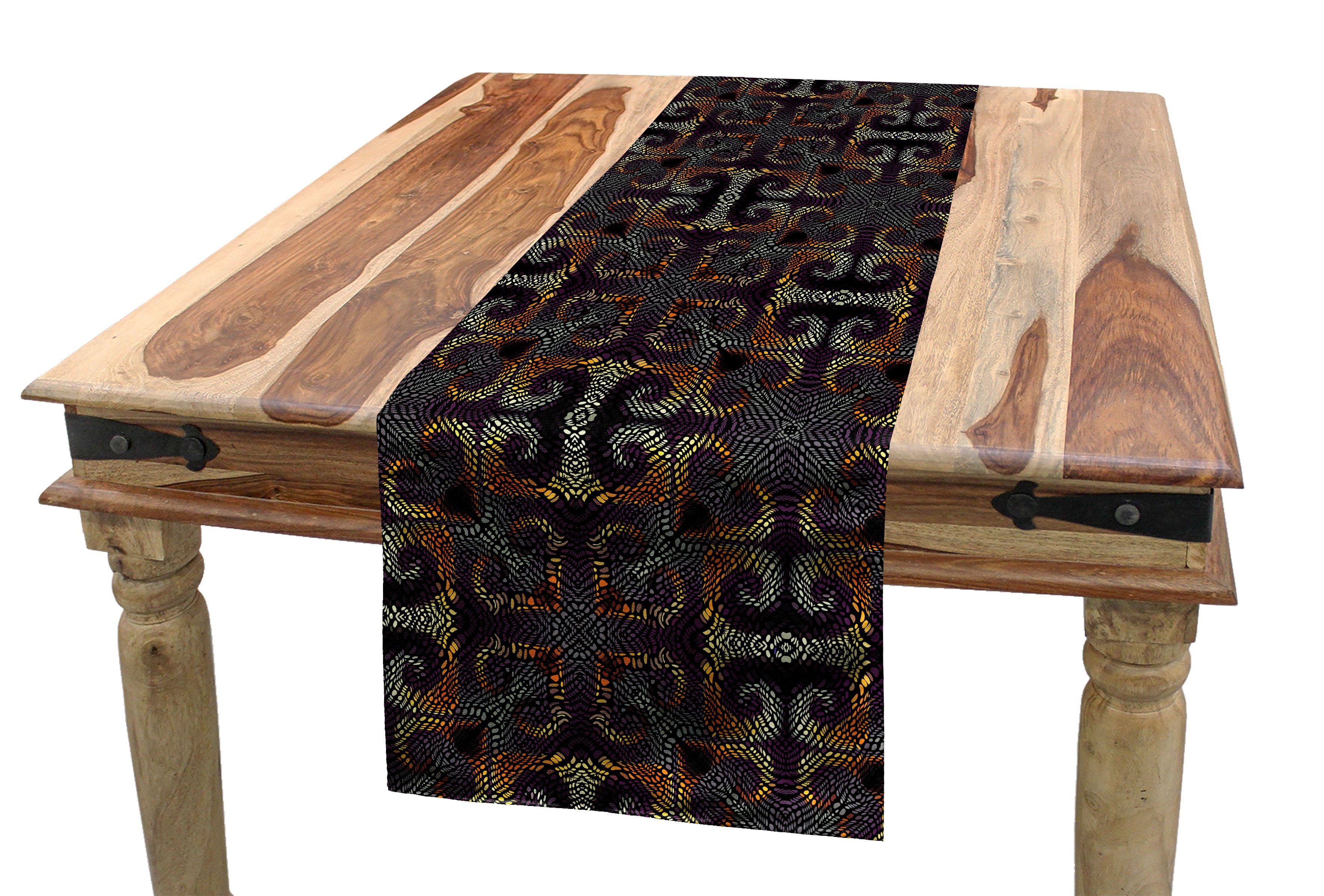 Abakuhaus Tischläufer Esszimmer Küche Rechteckiger Dekorativer Tischläufer, Abstrakt Unregelmäßige Mosaik Inspired