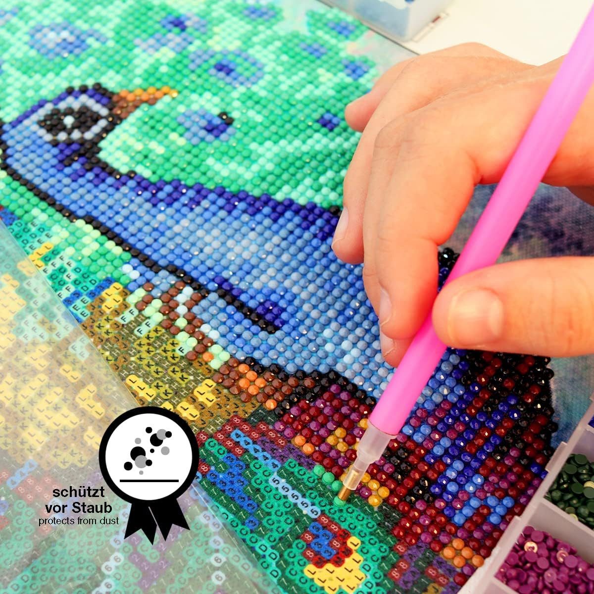 ColourPlus Bastelkleber Diamond Painting Versiegelung, glasklar, hochtransparent, Staubschutz, Glanzeffekt, inkl. Pinsel