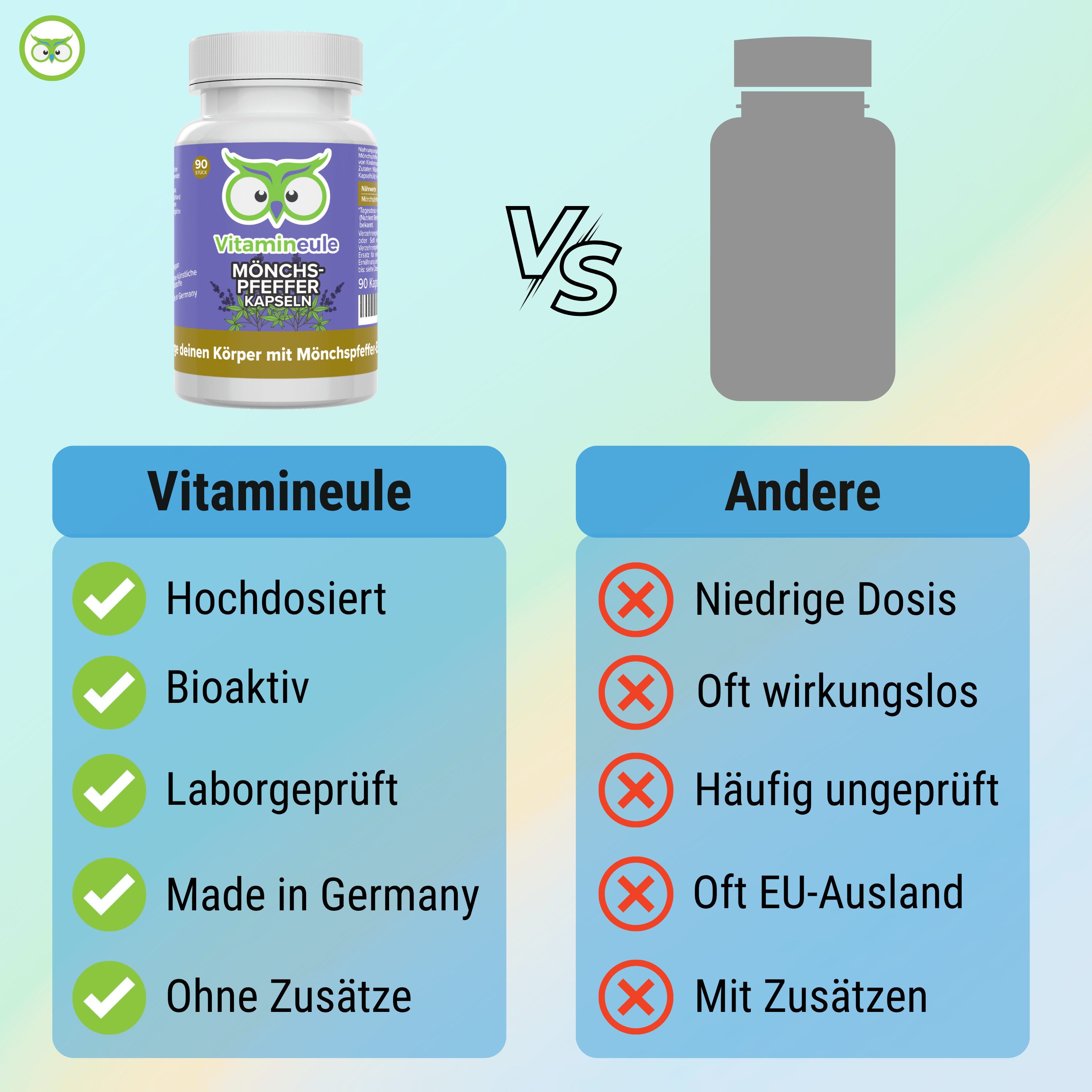 Vitamineule 90 Mönchspfeffer Kapseln mit 30 mg natürlichem Mönchspfeffer-Extrakt - Kapsel