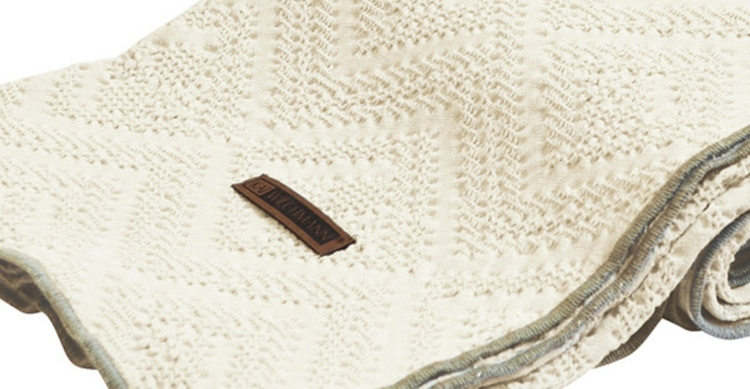 Wohndecke Premium Decke Beige strukturiertem aus cm weiches Kai 130 170 x Waffel als Tagesdecke Plaid körnig Piqué aus Baumwolle, Wiechmann