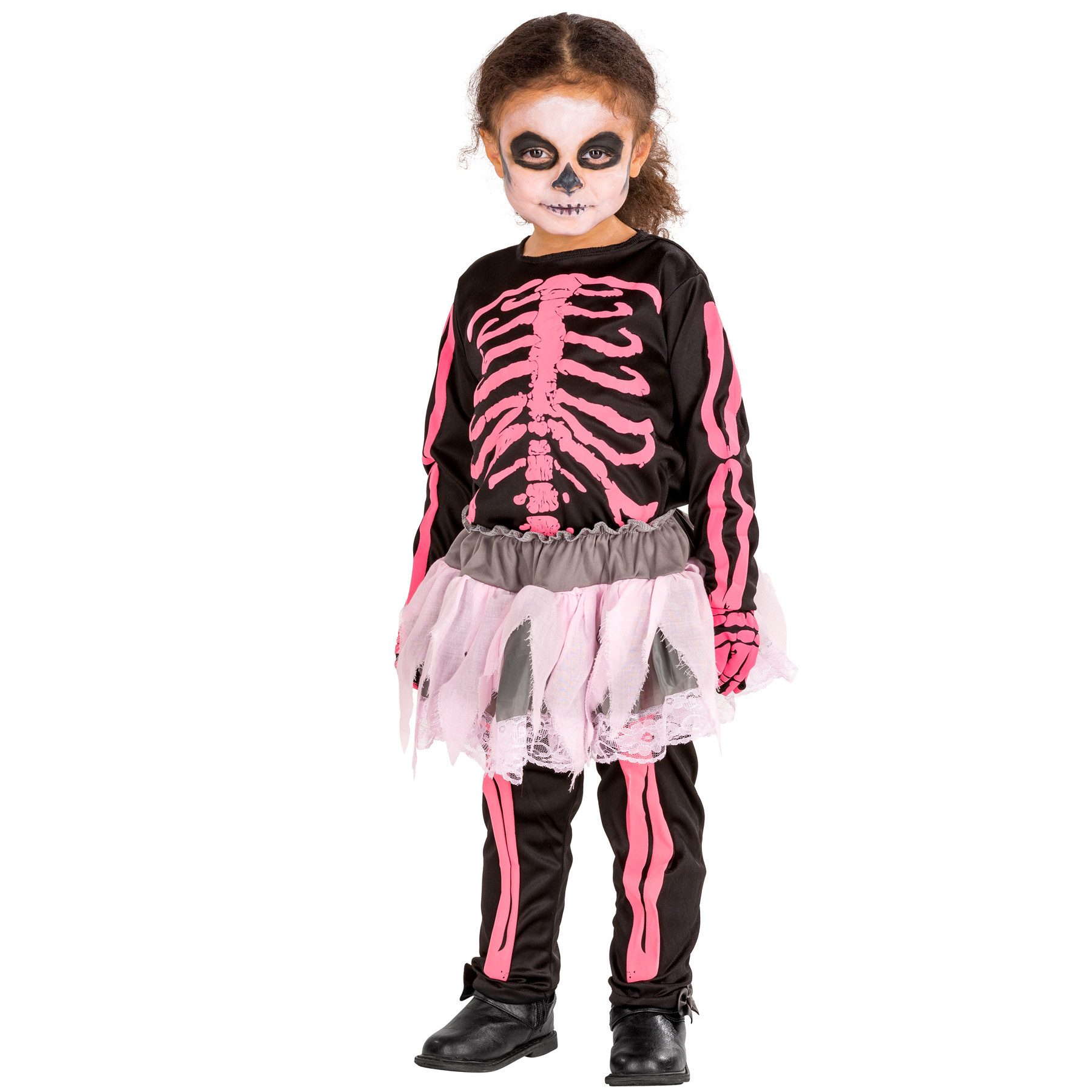 Kostüm Mädchenkostüm Pink Skelett