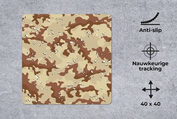 MuchoWow Gaming Mauspad Camouflage - Wüste - Muster (1-St), Mousepad mit Rutschfester Unterseite, Gaming, 40x40 cm, XXL, Großes