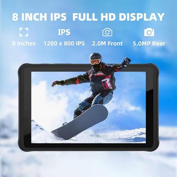 Tibuta R80 Tablet (8", 64 GB, ‎Android 12, 2,4G+5G, Tablet 1280x800 IPS HD Touchscreen 2MP+5MP Kamera,mit IPX5 Wasserdicht)