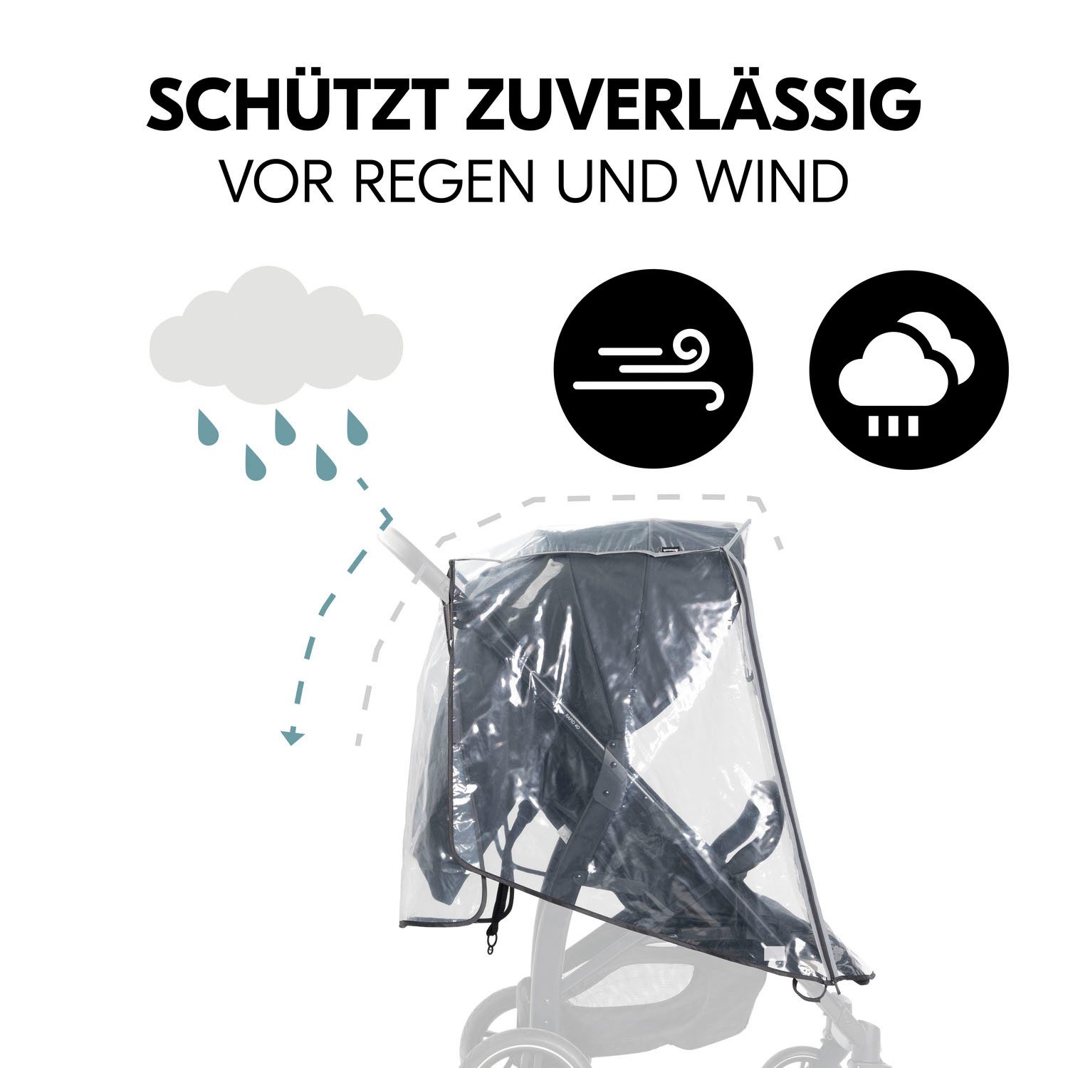 Hauck Kinderwagen-Regenschutzhülle Pushchair Raincover 4W, für 4-Rad-Buggy
