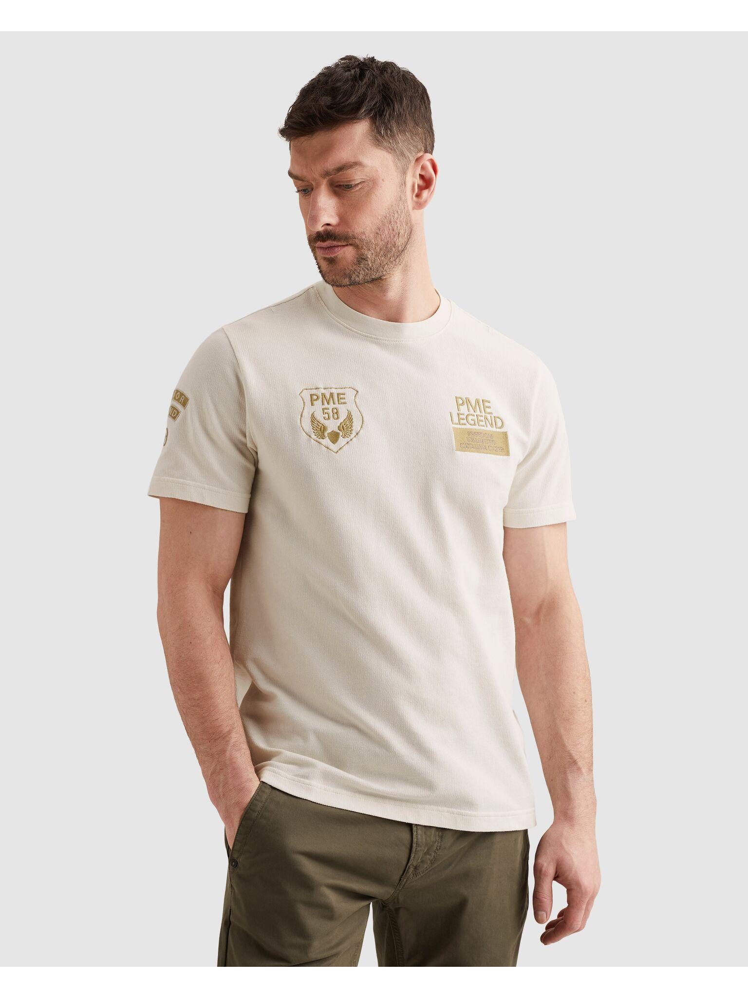 PME LEGEND T-Shirt Short sleeve r-neck flat waffle jersey mit Logo Prints