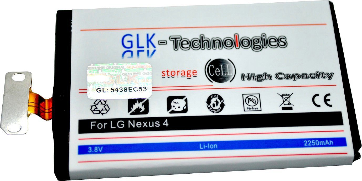 inkl. BL-T5 2250mAh Set Kit 2250 Optimus Nexus accu, Google E960 Original mit mAh E970 Battery, GLK-Technologies G, Power Smartphone-Akku GLK-Technologies 4 LG High kompatibel Akku, Werkzeug Ersatzakku E975