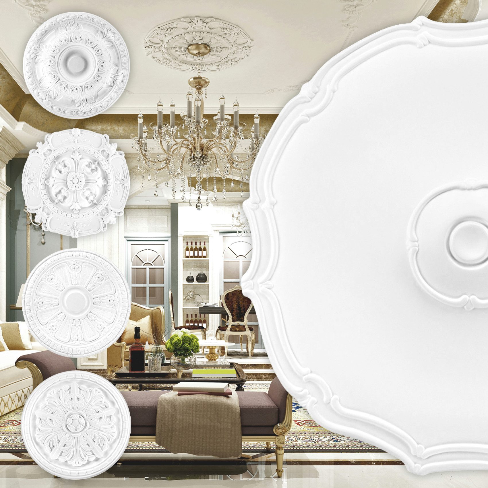 Grand Decor Wanddekoobjekt R113 (Stuckrosette aus günstig online kaufen