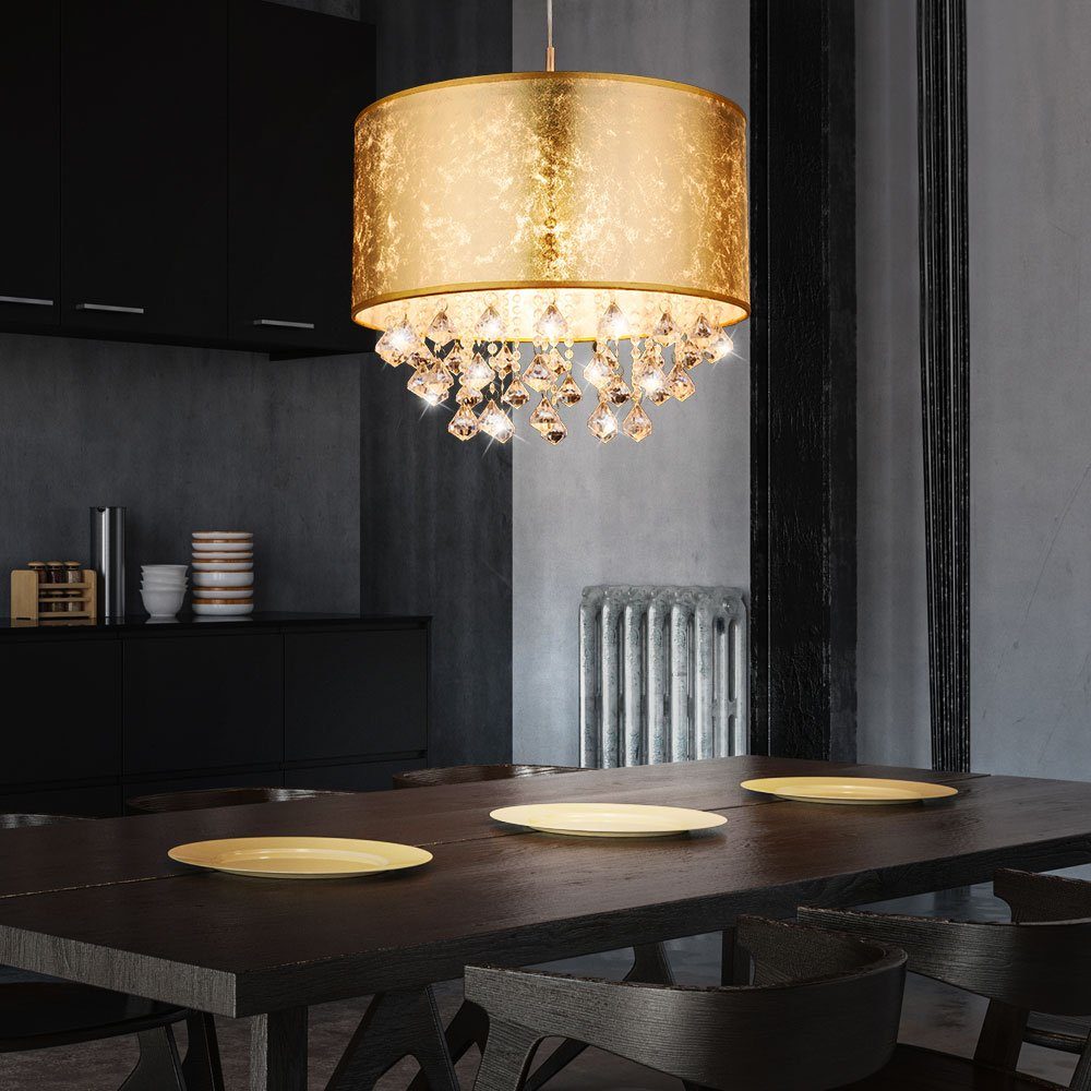 LED Kristall Hänge Lampe Pendel Strahler Gäste Zimmer Design Decken Leuchte Holz 