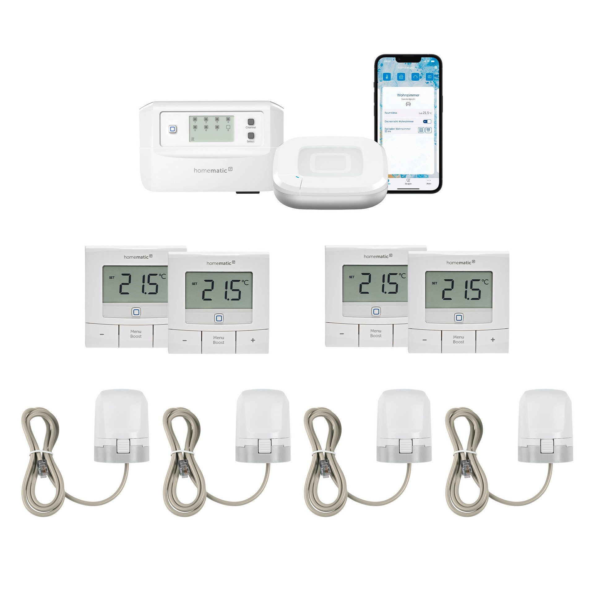 Homematic IP Starter Bundle Fußbodenheizung für 4 Räume Smart-Home-Zubehör