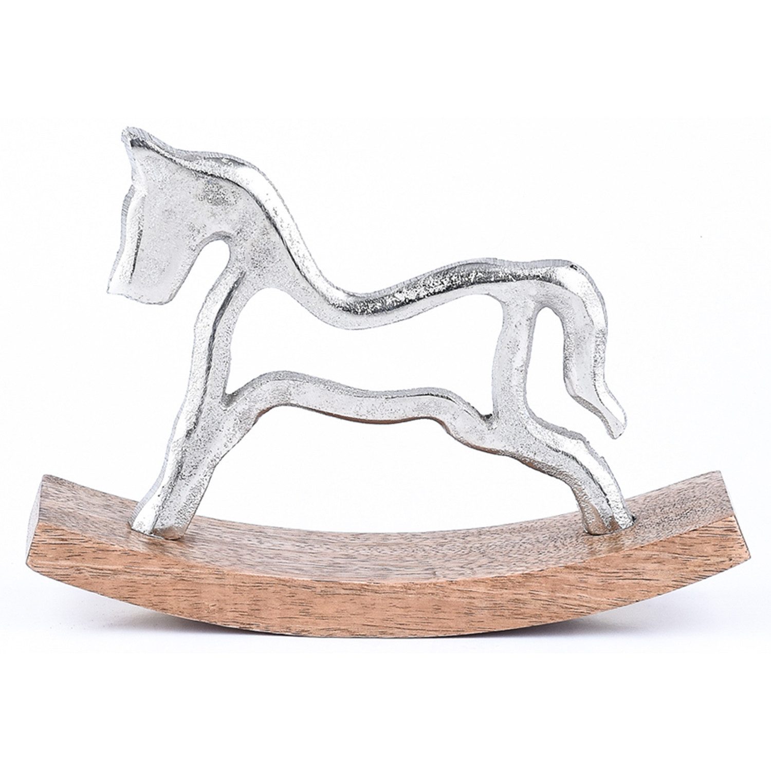 Marrakesch Orient & Mediterran Interior Dekofigur Dekoaufsteller Dekoobjekt Silber Schaukelpferd Sving 20cm (1 St), Handarbeit