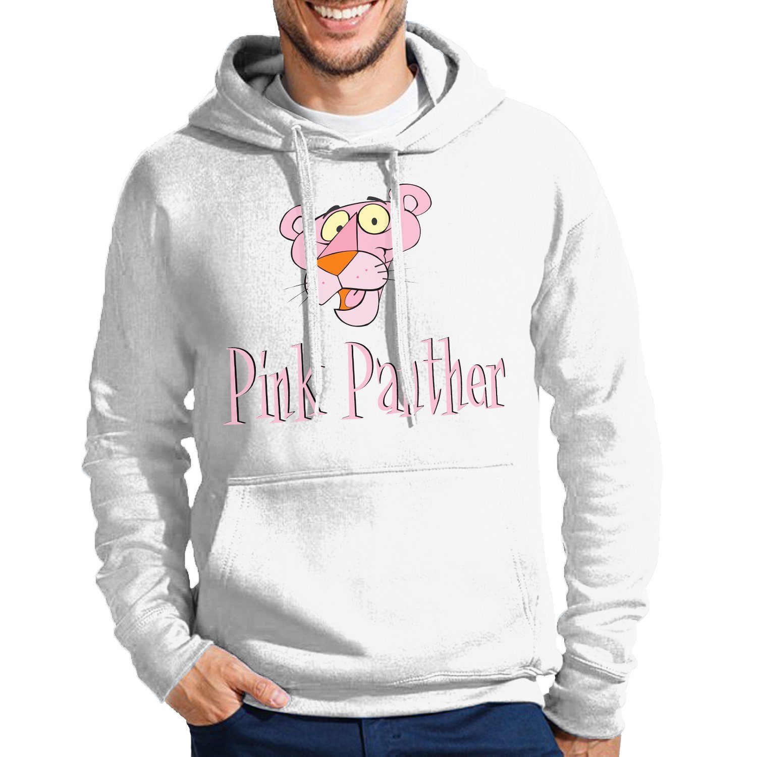 Blondie & Brownie Hoodie Herren Pink Panther Rosarote Inspector Comic Cartoon mit Kapuze Weiss