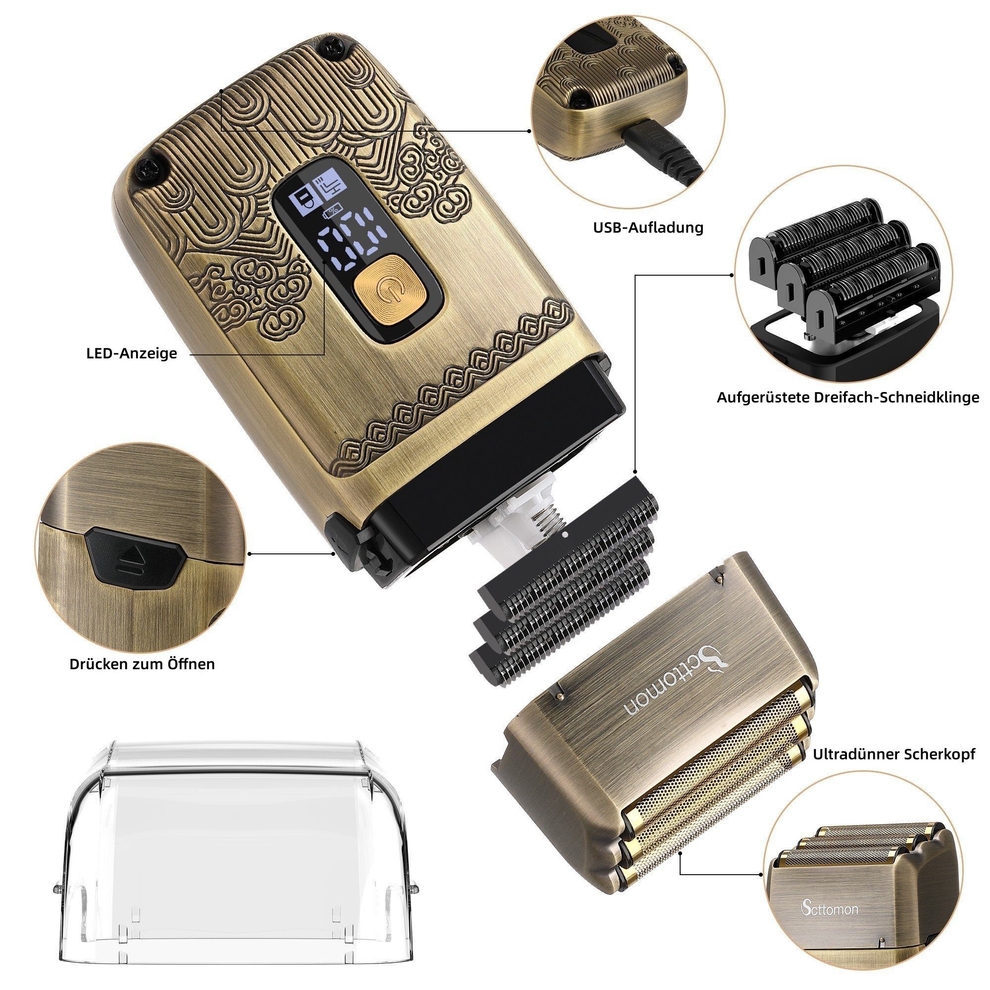 Scttomon Haarschneider RSCW-767, 3-in-1-Trimmer, Elektrischer Rasierer für Herren – Bild 4 von 5
