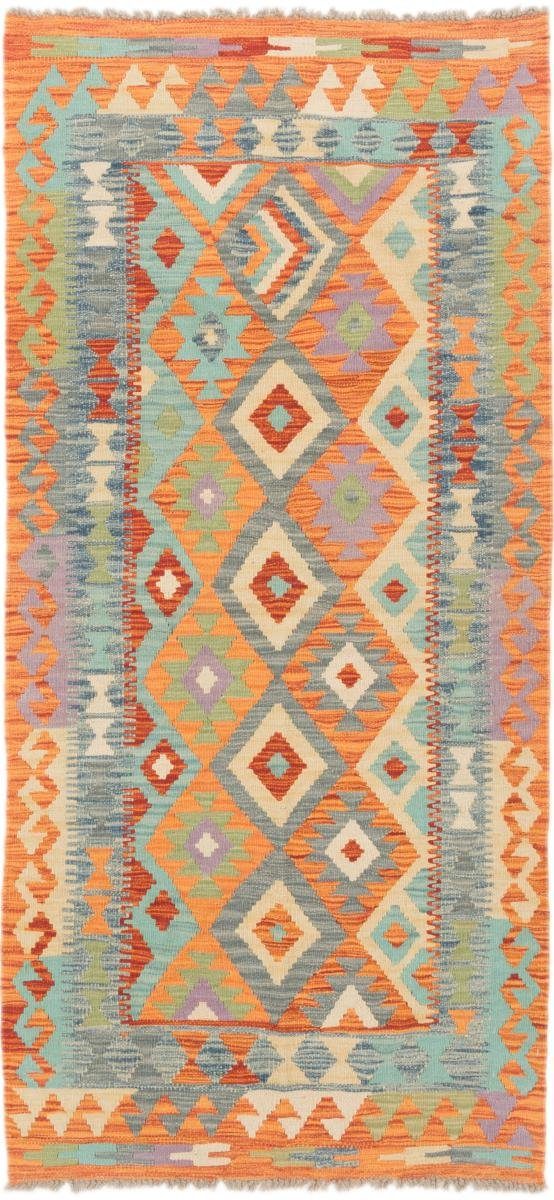 Orientteppich Kelim Afghan 90x193 Handgewebter Orientteppich Läufer, Nain Trading, rechteckig, Höhe: 3 mm