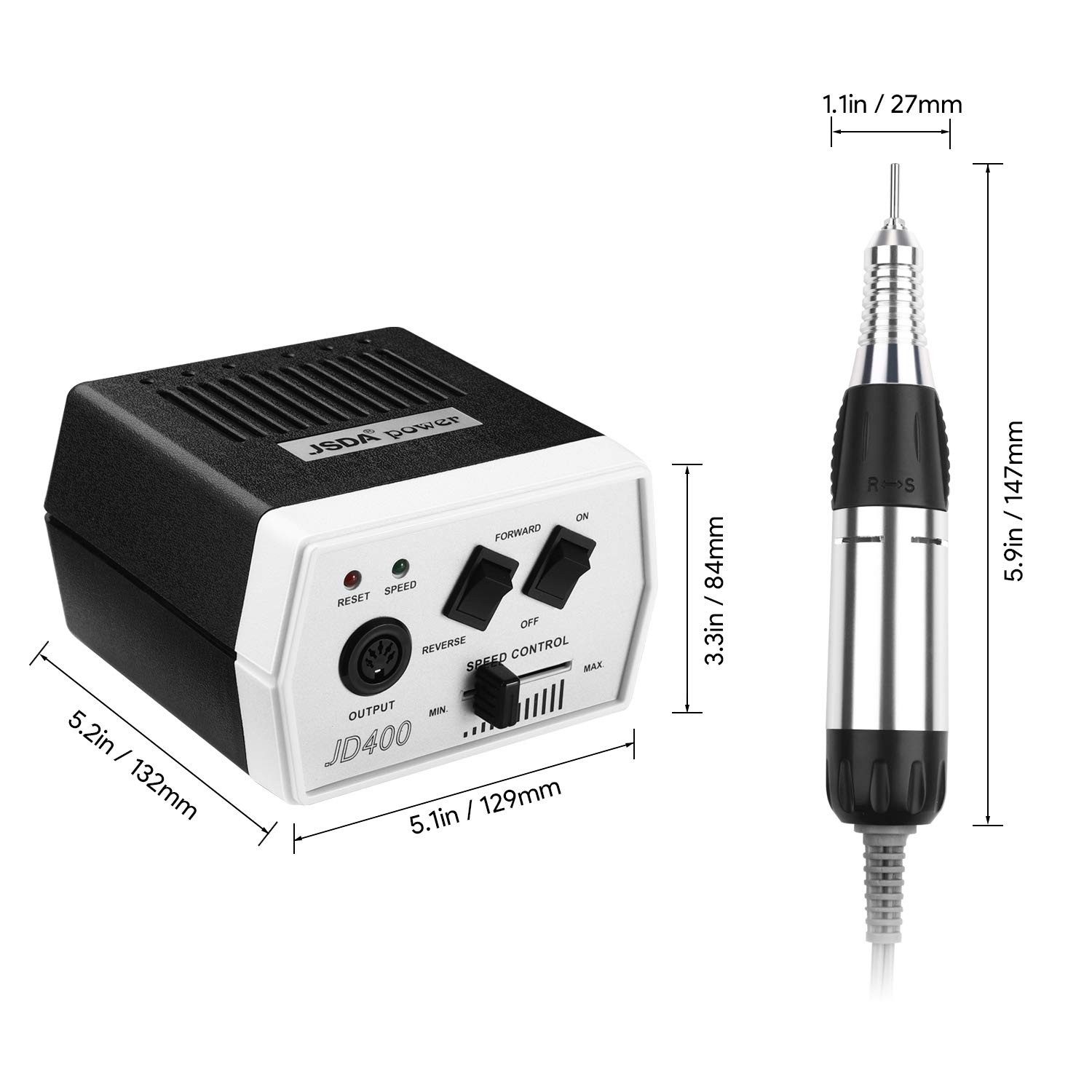 JSDA Maniküre-Pediküre-Set, Nagelfräser 30000 U/min 35W inkl.4 Bits