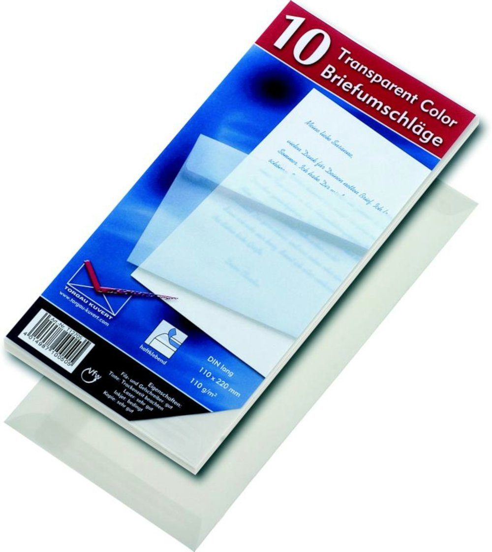 mayer-network GmbH Briefumschlag 10 Briefumschläge Din lang transparent weiss