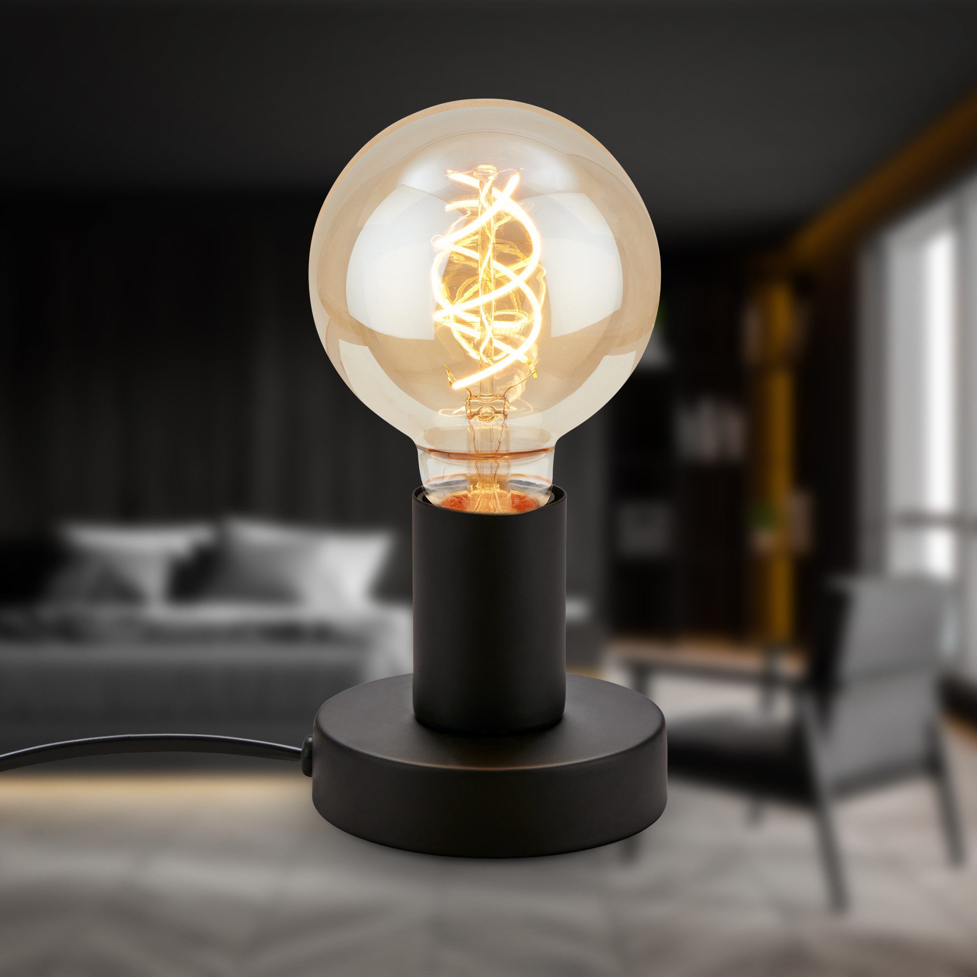 Tischleuchte Tischlampe Holzoptik Schlafzimmer Büro Flur