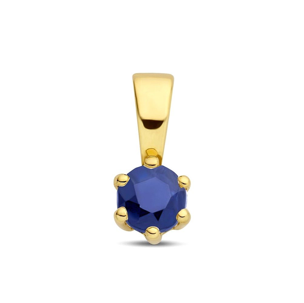 Kettenanhänger 375er Gelbgold Kettenanhänger Saphir 4 mm