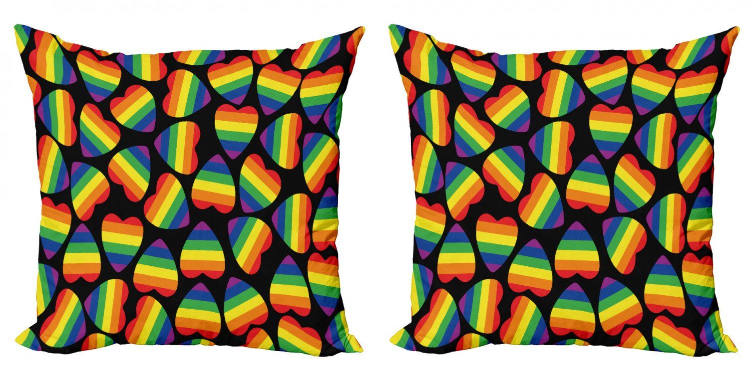 Kissenbezüge Modern Accent Doppelseitiger Regenbogen Herz-Homosexuell-Stolz-Flagge (2 Stück), Digitaldruck, Abakuhaus