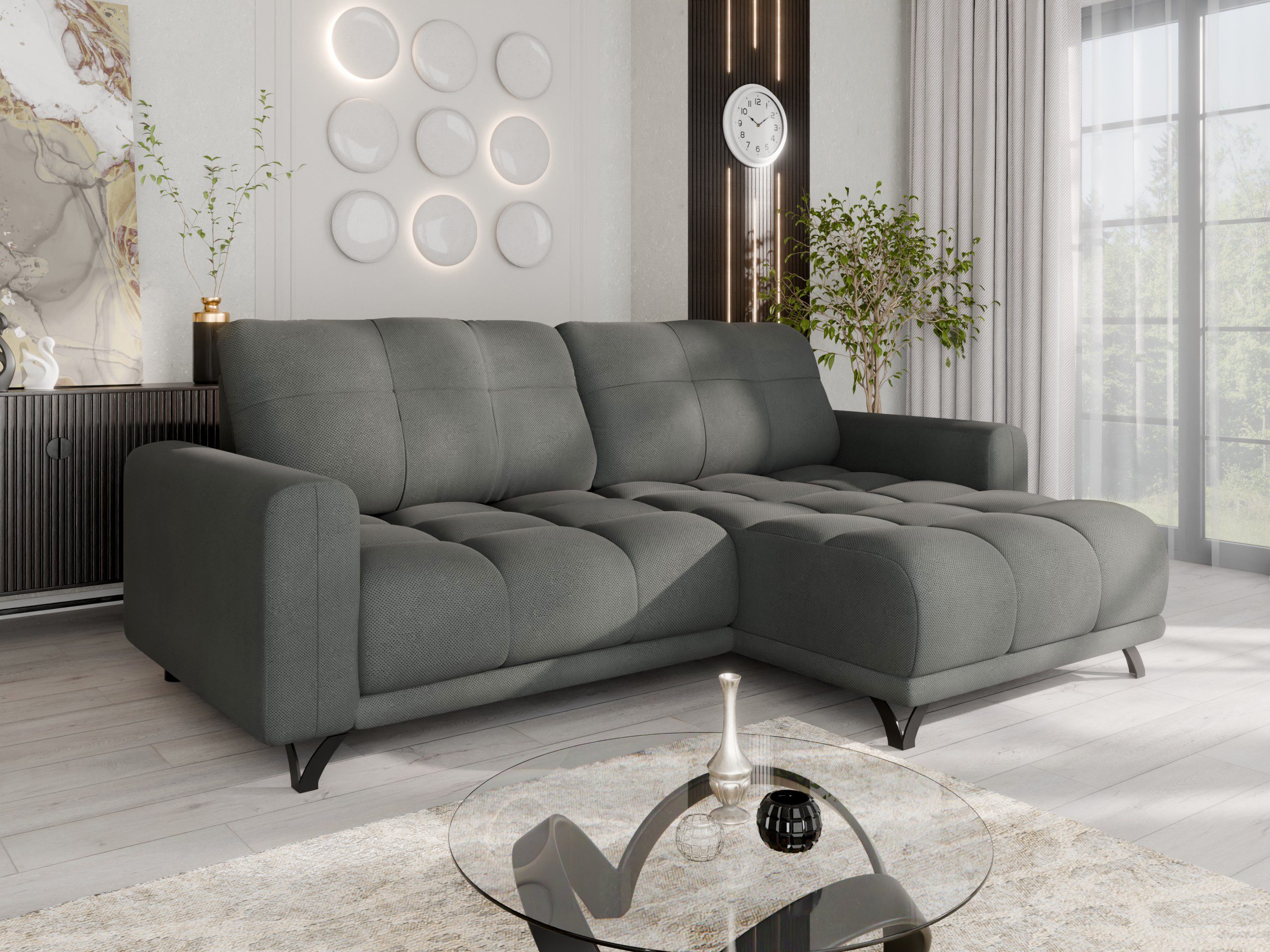 PANDA MÖBEL GmbH Ecksofa Ecksofa FERRINO L-Form, Recamiere beidseitig montierbar, mit Relaxfunktion