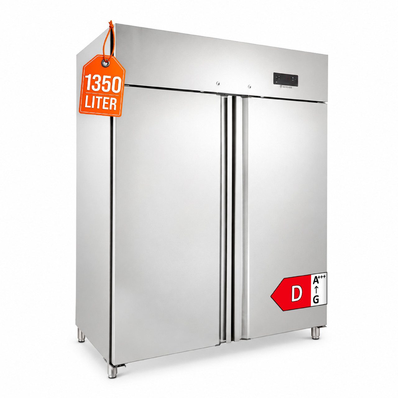 GastroHero Kühlschrank Kühlschrank ECO 1300 GN 2/1 - Gastronomie GNH1410TNM, 201 cm hoch, 148 cm breit, LED-Beleuchtung, digitale Temperaturkontrolle, selbstschließende Tür