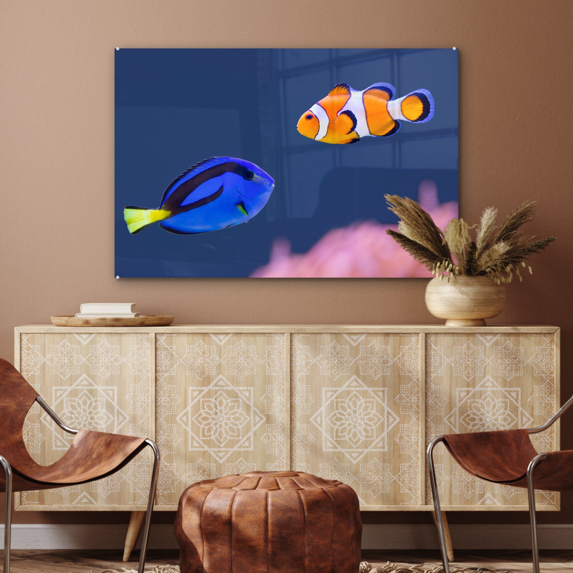 - & Wasser Acrylglasbild Nemo, Fisch Wohnzimmer Schlafzimmer (1 - St), MuchoWow Acrylglasbilder