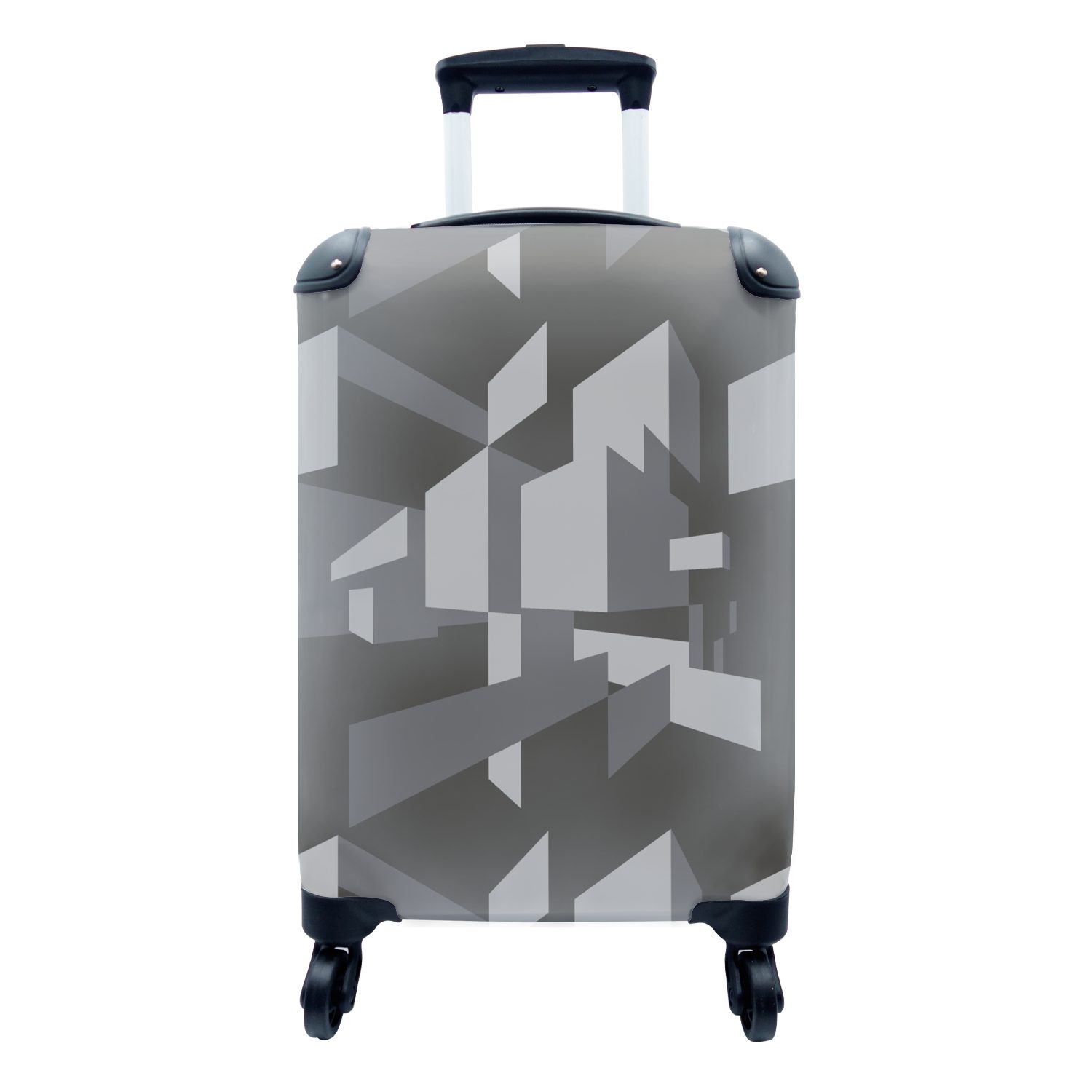 MuchoWow Handgepäckkoffer 3D - Muster - Schwarz und Weiß, 4 Rollen, Reisetasche mit rollen, Handgepäck für Ferien, Trolley, Reisekoffer