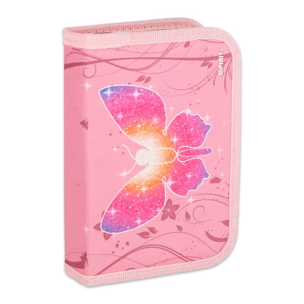 Federmäppchen Pink 1-Zipper Spirit Mäppchen teilig Schmetterling 28 Schüler-Etui Butterfly