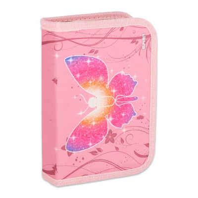 Spirit Federmäppchen Schüler-Etui Pink Butterfly Schmetterling 28 teilig 1-Zipper Mäppchen
