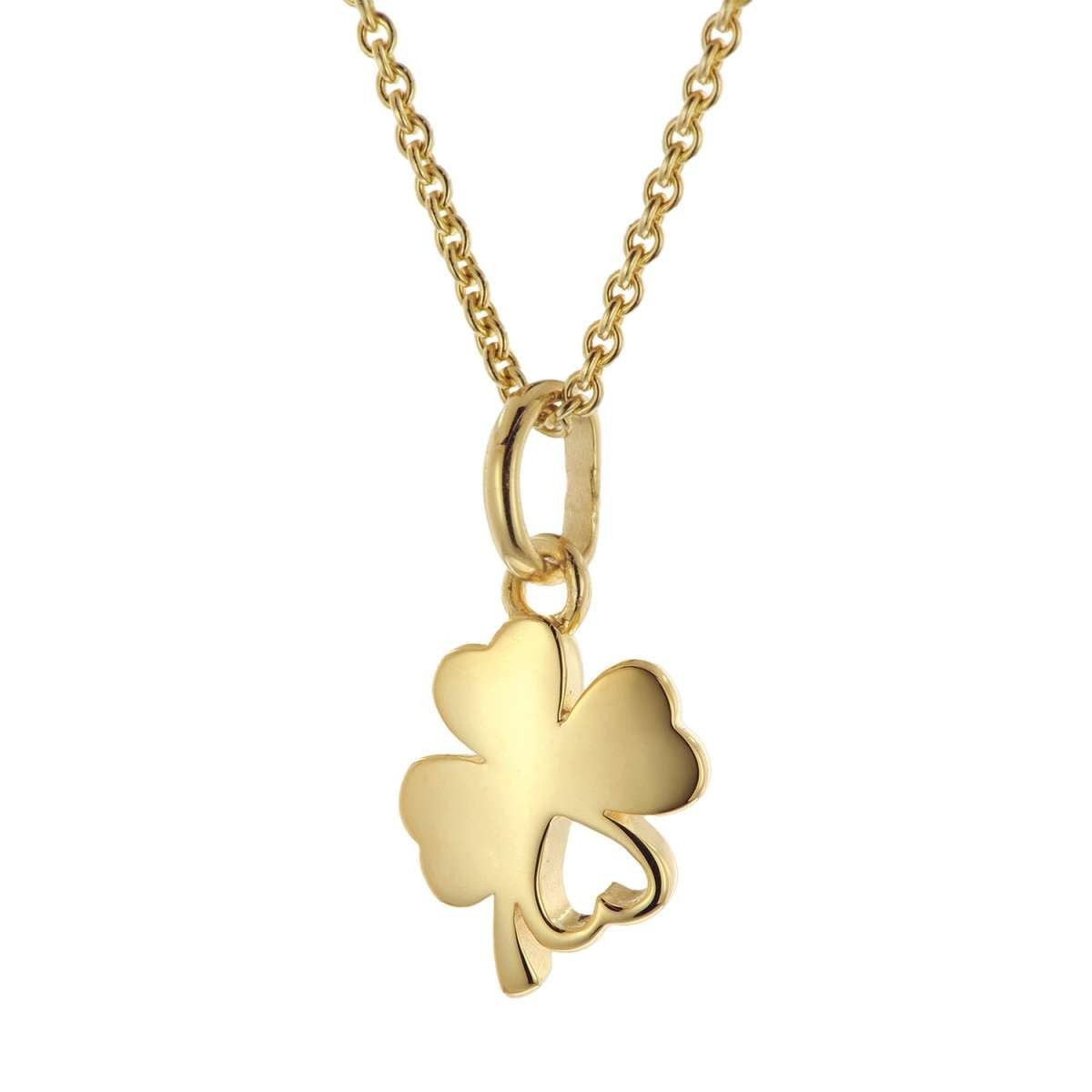 trendor Kette mit Anhänger 21714, Kinder Kleeblatt 925 Silber Vergoldet Mädchenschmuck