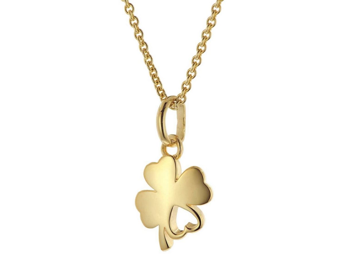 trendor Kette mit Anhänger 21714, Kinder Kleeblatt 925 Silber Vergoldet Mädchenschmuck